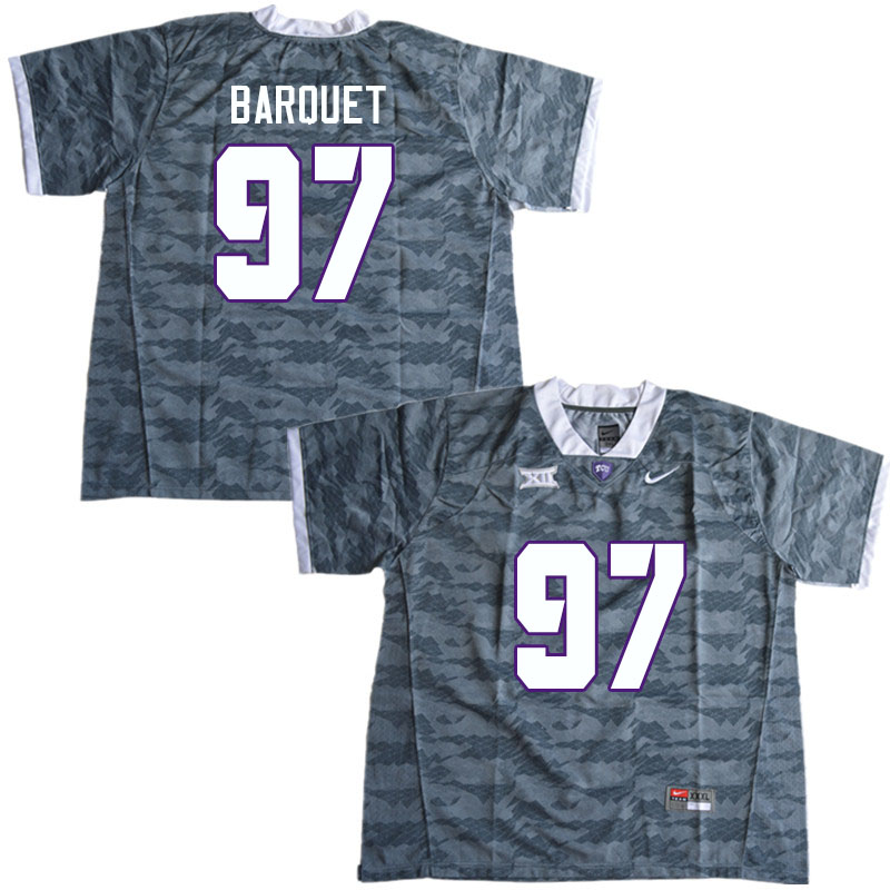 Men #97 Earl Barquet TCU Horned Frogs College Football Jerseys Sale-Gray - Click Image to Close